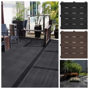 Interlocking Decking Tiles Garden Patios Flooring - Sustainable Material, All-Weather Durability, Quick-Click Installation 30x30cm