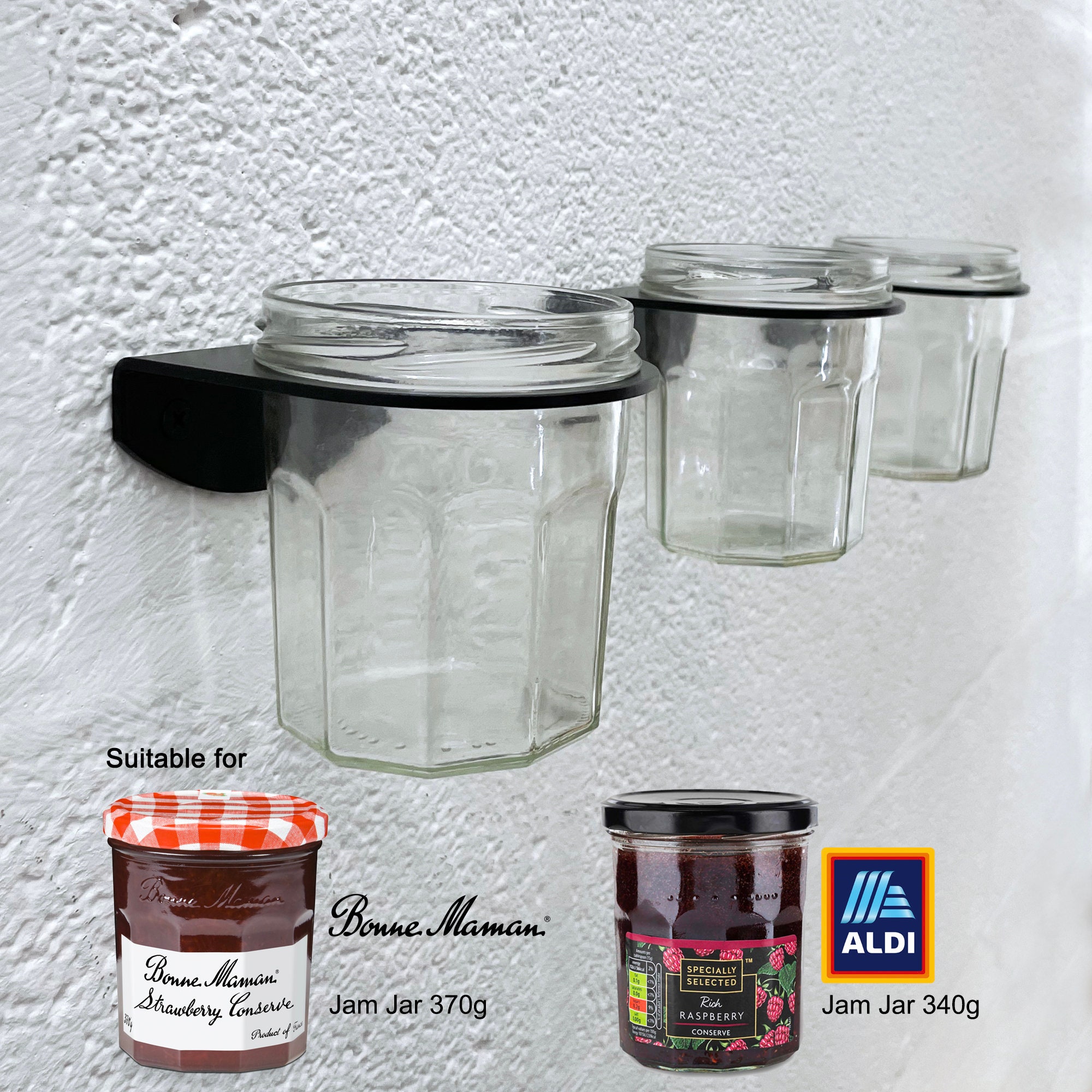 Jar Wall Holder 3 Pack Jam Jar Holder Storage Wall Mount Etsy UK