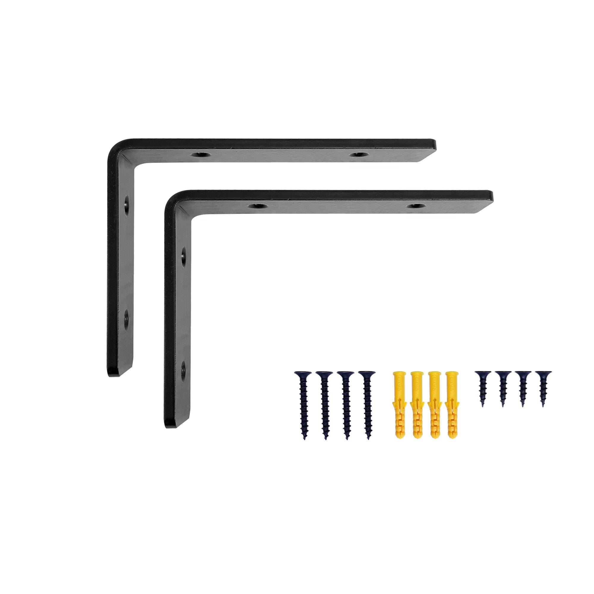 Heavy Duty Black Shelf Brackets – L Shape Angle Brackets for Shelves – Shelving Brackets & Supports – Suitable for Wall Shelving Purpose