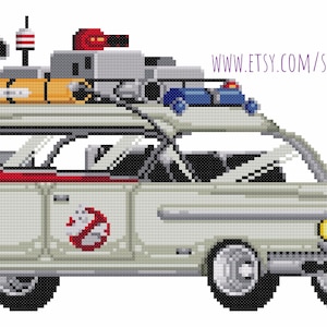 Ghostbusters Ecto-1 ghostmobile cross stitch pattern