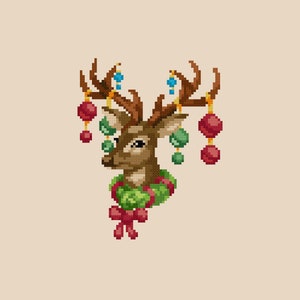 Holiday Reindeer cross stitch pattern