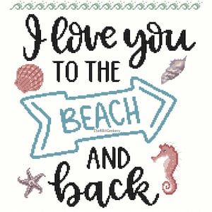 Love You to the Beach and Back cross stitch pattern