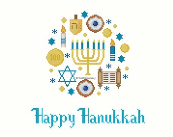 Hanukkah cross stitch pattern