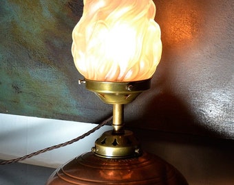 Torchiere table lamp | Etsy Milk Glass Electric Lamp Solid Marble