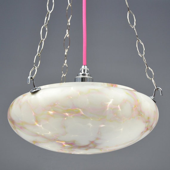 Original Marbled Glass Art Deco Flycatcher Glass Bowl Ceiling Etsy