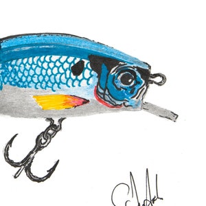 Rapala Gelenk blau Shad Lure - Fischköder, Vintage lockt, Fisch-Kunst, Wandkunst, Karten, nautische, Tierwelt, Tiere, Vögel, Marine Leben, Kunst