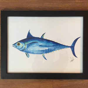 Rotes Thunfisch-Aquarell Pinsel Pens-Fischen Lures, Vintage-Köder, Fischkunst, Wandkunst, Karten, Nautik, Wildtiere, Vögel, Marine