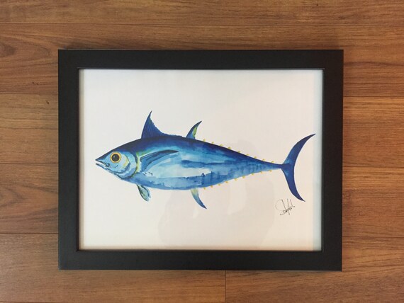 Bluefin Tuna Watercolour Brush Pens Fishing Lures, Vintage Lures, Fish Art,  Wall Art, Maps, Nautical, Wildlife, Birds, Marine 