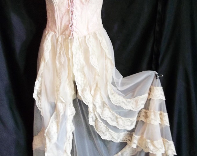 Vintage Lingerie 1980s EMIL BOLE Peach Nightgown Lace up - Etsy
