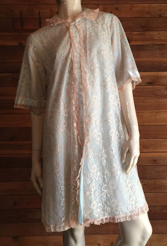 Vintage Lingerie 1960s Odette Barsa Aqua With Beige Lace Size Etsy