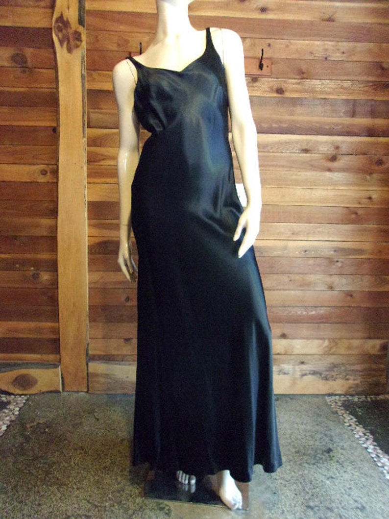 Vintage CUM CUM Black Satin Sz Small Formal Gown Dress by Niki - Etsy