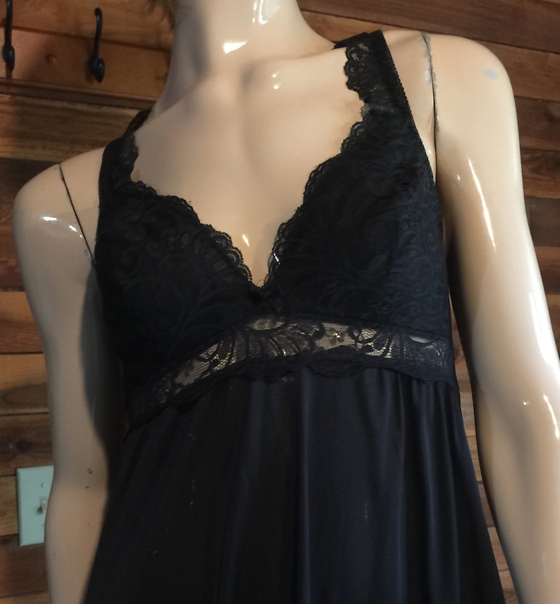 Vintage Lingerie 1980s SCAASI Black Size 36 Sweep Nightgown - Etsy
