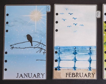 Personal size monthly dividers Jan-Dec