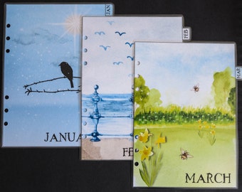 A5 size monthly dividers Jan-Dec