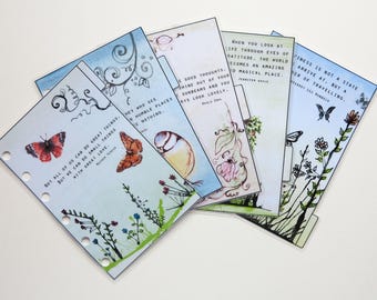 Pocket Size Filofax 'Quotes 2' dividers - handmade and laminated