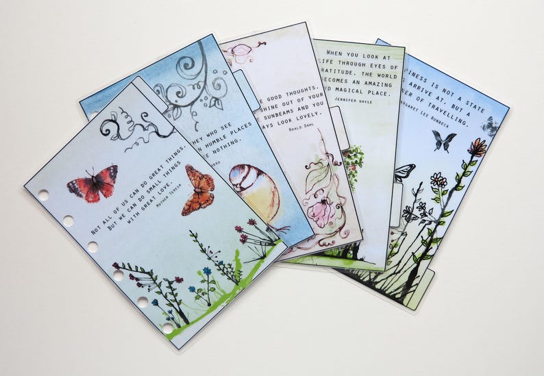 Pocket Size Filofax 'Quotes 2' dividers handmade and laminated image 1
