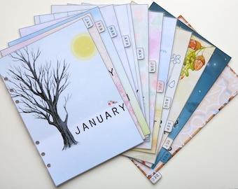 A5 size seasonal monthly dividers Jan-Dec