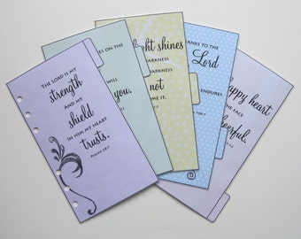 Personal Size Filofax/Planner Bible verse dividers SET 2 - handmade and laminated