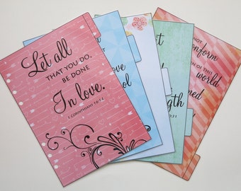 A5 Size Filofax/Planner Bible verse dividers - handmade and laminated