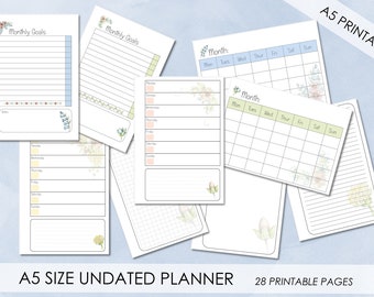 A5 Floral Printable Planner - undated