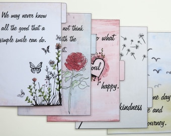 A5 size Filofax 'Quote' Dividers - handmade and laminated