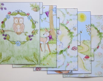 A5 size Filofax Dividers - set of 5 handmade and laminated