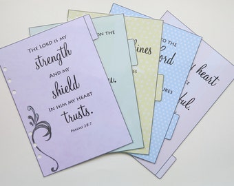 A5 Size Filofax/Planner Bible verse dividers - handmade and laminated