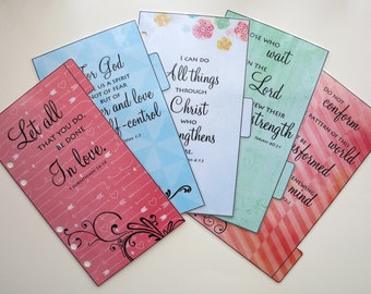 Personal Size Filofax/Planner Bible verse dividers - handmade and laminated