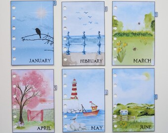 Pocket size set of 12 monthly dividers Jan-Dec