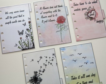 Pocket Size Filofax 'Quotes' dividers - handmade and laminated