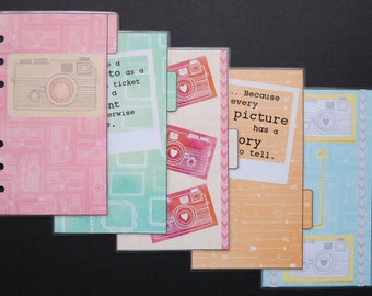Personal Size Filofax 'Snap Happy' dividers - handmade and laminated