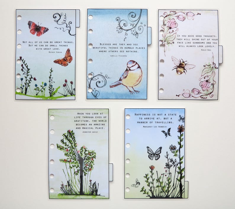 Pocket Size Filofax 'Quotes 2' dividers handmade and laminated image 2