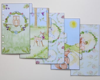 Personal Size Filofax dividers - set of 5 handmade and laminated