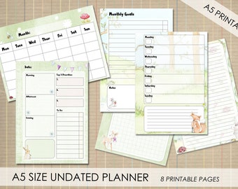 A5 Woodland Printable Planner - undated