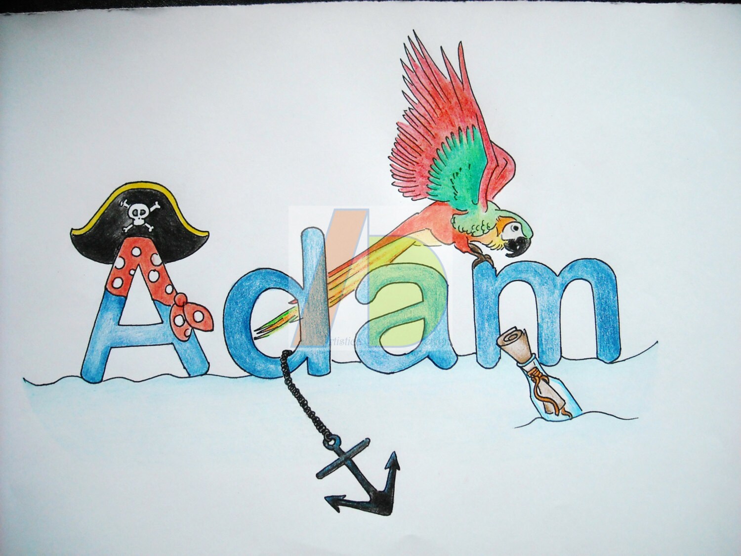 Illustrated Name Sign drawing Decoration Name Drawing Etsy