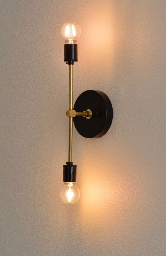 Stylish Black and Brass Sconce Handcrafted Lighting Etsy