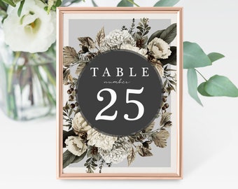 5x7 Table Numbers Template | Greenery Table Numbers, Eucalyptus Table Numbers, Digital Download, Instant Download, #019