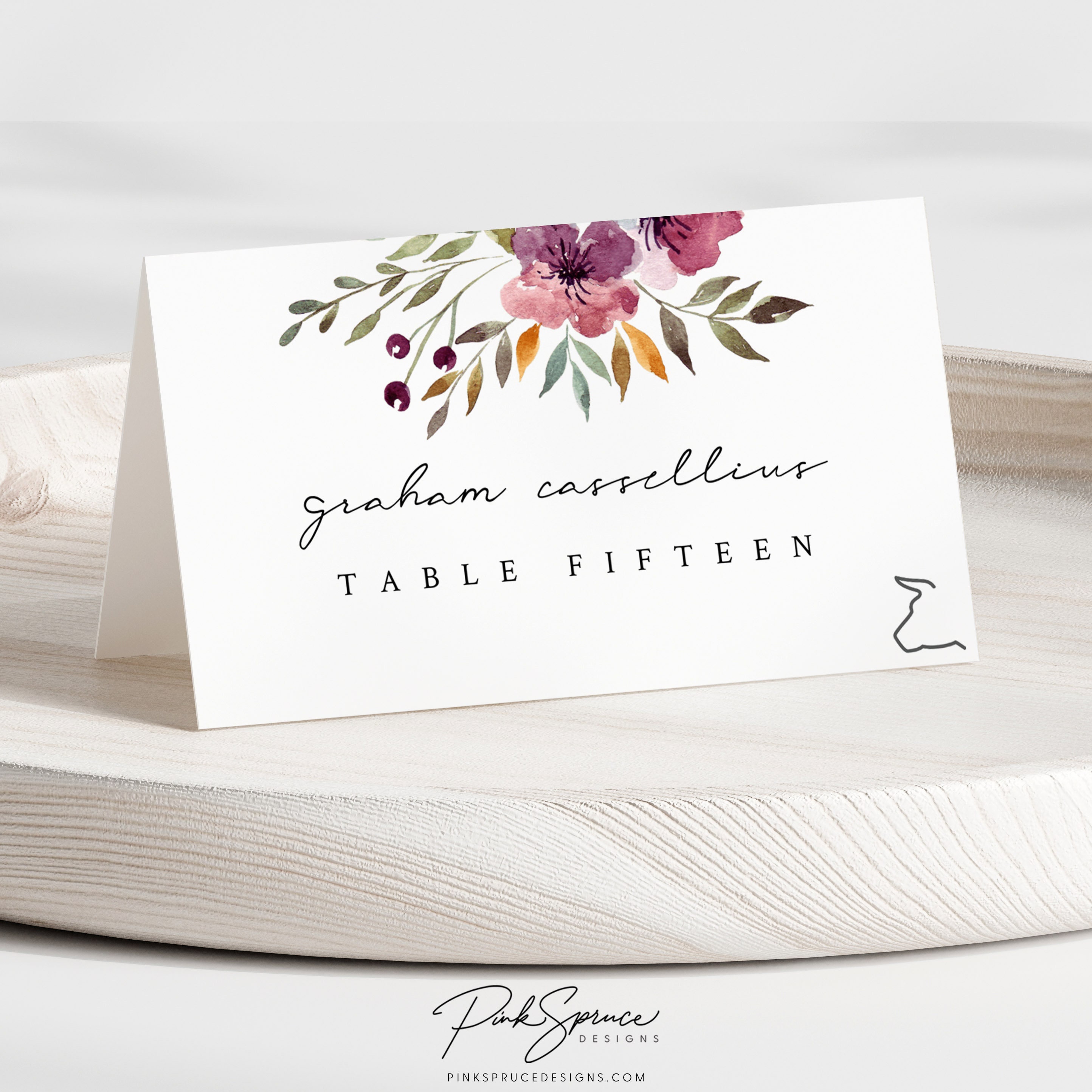 Editable Place Cards Template/Meal Choice Icons/Greenery Place Cards/Name  Place Cards Wedding/Blank Place Cards