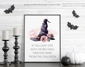 Digital Download Witchy Print/Halloween Art Print Vintage/Witch Poster/Modern Witch Hat/Kitchen Witch Decor/DIY Halloween Decor