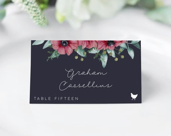 Editable Place Cards Template/Wedding Escort Cards/Meal Choice Icons/Greenery Place Cards