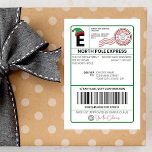 Etiqueta para regalos de Navidad, papel de regalo personalizado, plantilla de Canva, para regalos de Navidad, plantilla de carta de Papá Noel, descarga digital, imprimible