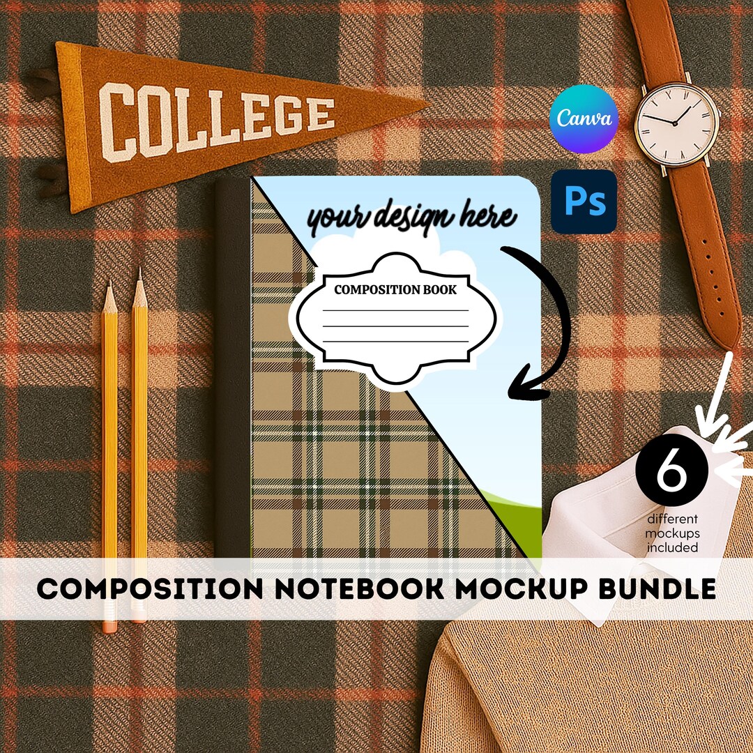 Composition Notebook Cover Bundle Canva Template Back to School ...