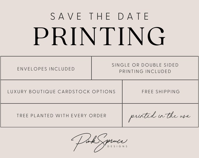 Printing Services | Template Printing | Save the Date Printing | Printed Save the Dates with Envelopes | Quality Professional Printing