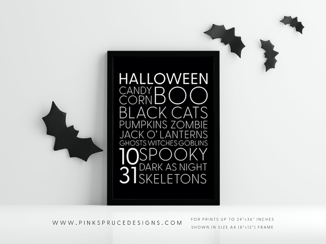 October Sign Print Halloween Printable Indoor Home Decor Instant Digital Download Wall Art ...