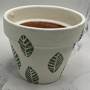 Mini Hand Painted Leaf Terracotta Flower Pot