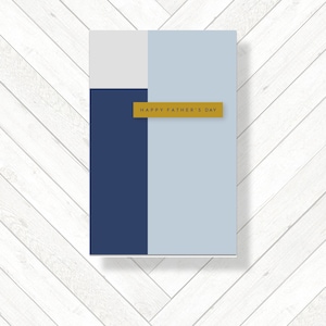 Vatertag Papa Farbblock Geometrisch Abstrakt Grußkarte, Blau Grau Senf Herren Maskulinum Minimal Mid Century Modern Man Dude Karte