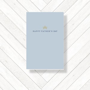 Glückliche Vatertag Minimal Dad Karte, Herren maskuline neutrale stilvolle dezente Karte, Blaue Senf König Krone moderne Herren Grußkarte