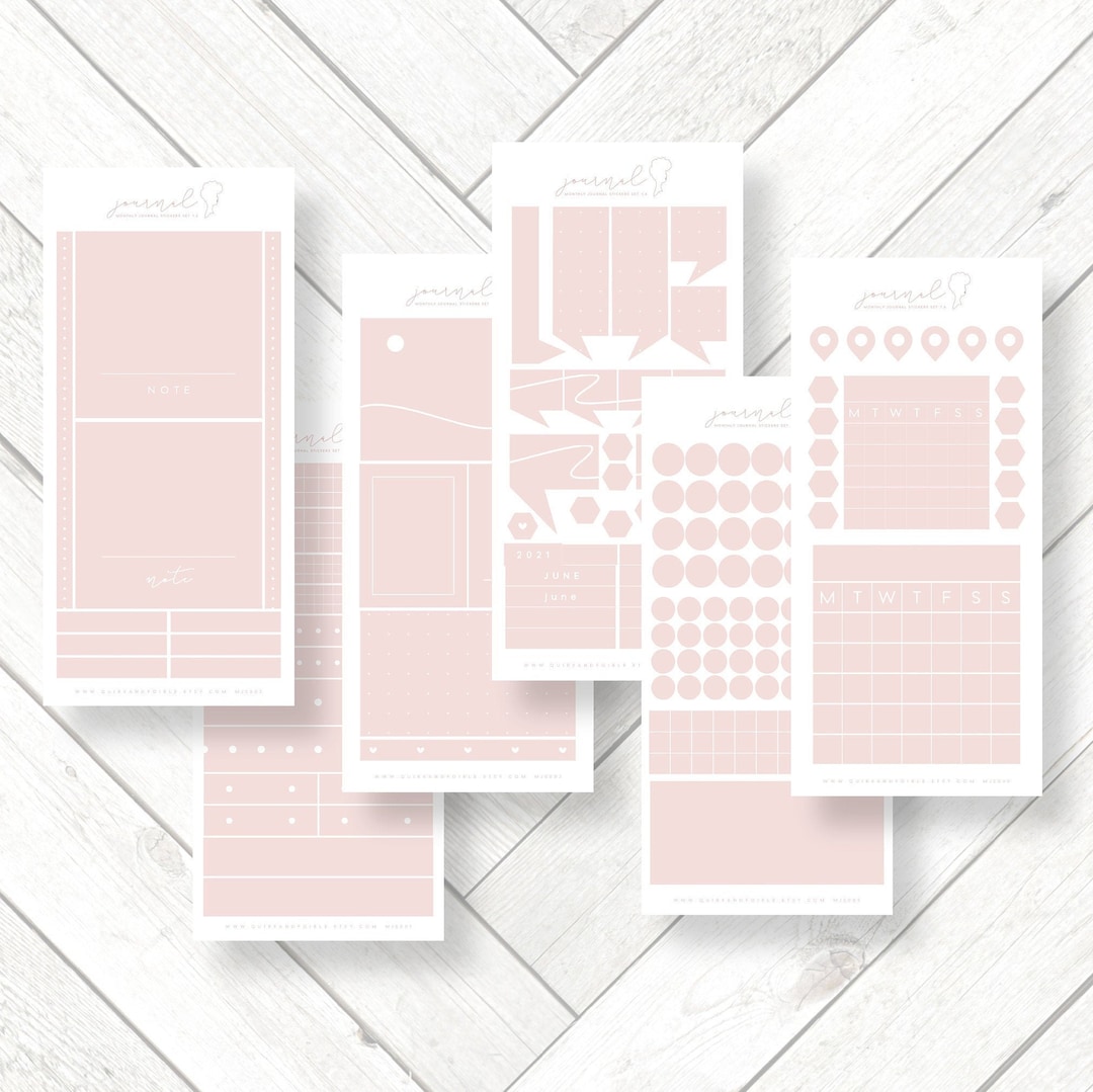 Pink White Journal Planner Functional Decorative Stickers Set, Blush ...