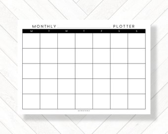 A4 Black MONTHLY Tear Away Desk Planner Pad, Undated Minimal Neutral Black and White Calendar Weekly Day Plotter, Office Stationery Supplies