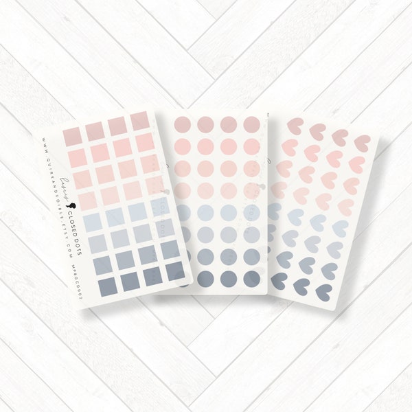 Mini Transparent Neutral Minimal Blue Grey Pink Dot Stickers, Check Box Meeting Appointment Functional Hombre, Planner Supplies Accessories